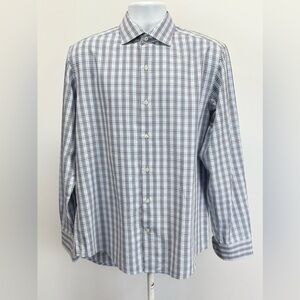 BLACK LABEL for SAKS 5th AVE. Men’s Blue‎ plaid long sleeve button down size M.